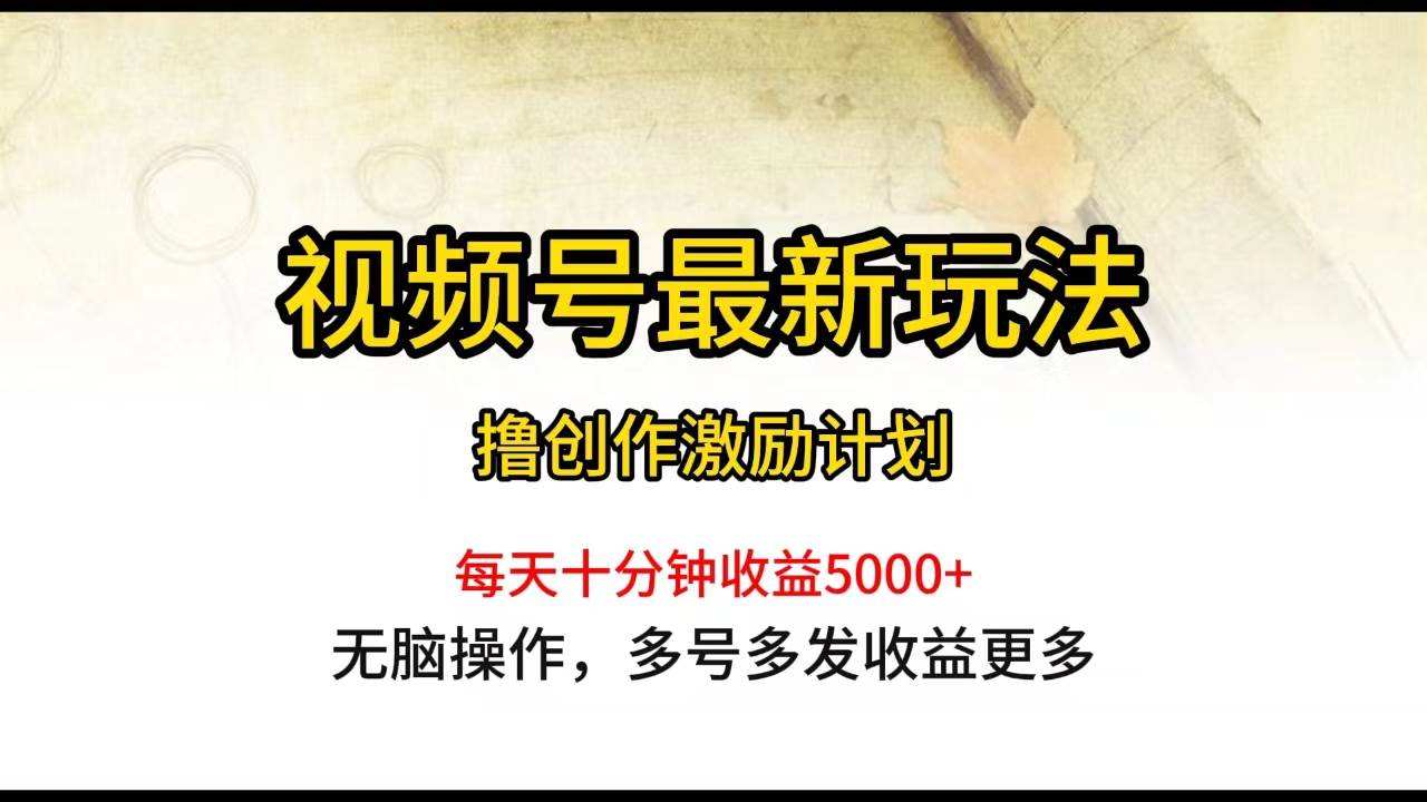 视频号最新玩法，每日一小时月入5000+-MOY工作室