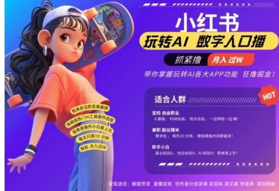 小红书数字人暴力起号，AI改写文案，流量火爆月入破W轻松拿捏，再也不用费劲录口播-MOY工作室