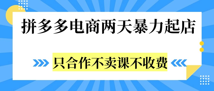 拼多多两天暴力起店，只合作不卖课不收费-MOY工作室