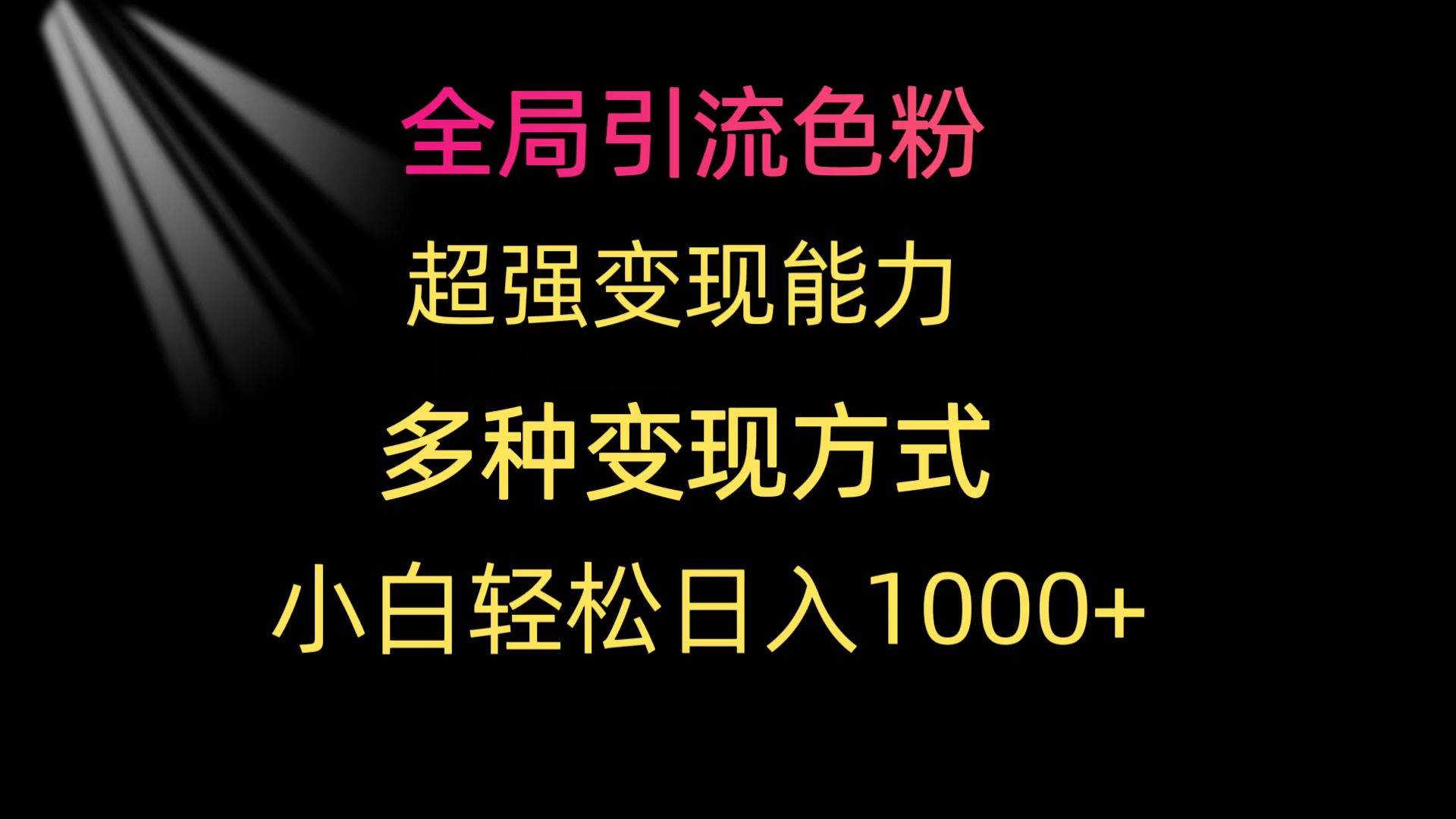 全局引流色粉 超强变现能力 多种变现方式 小白轻松日入1000+-MOY工作室