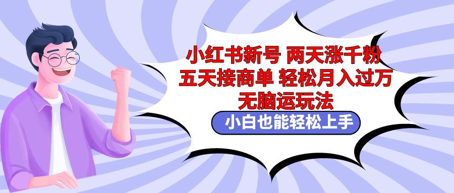 小红书新号两天涨千粉五天接商单轻松月入过万 无脑搬运玩法 小白也能轻…-MOY工作室