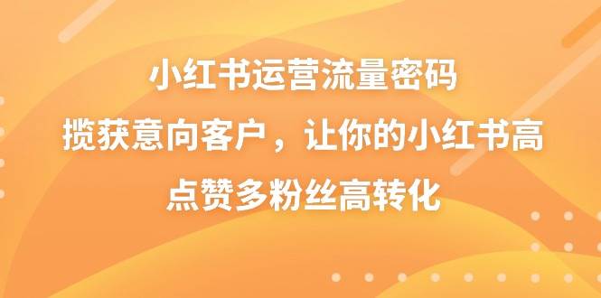 小红书运营流量密码，揽获意向客户，让你的小红书高点赞多粉丝高转化-MOY工作室