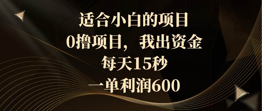 适合小白的项目，0撸项目，我出资金，每天15秒，一单利润600-MOY工作室