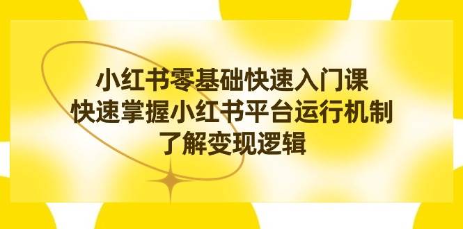 小红书0基础快速入门课，快速掌握小红书平台运行机制，了解变现逻辑-MOY工作室