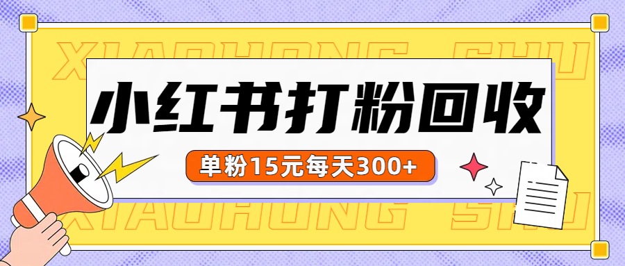 小红书打粉，单粉15元回收每天300+-MOY工作室