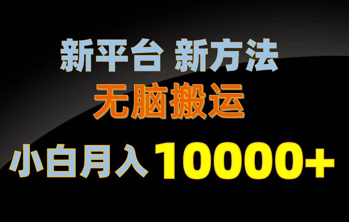 新平台新方法，无脑搬运，月赚10000+，小白轻松上手不动脑-MOY工作室