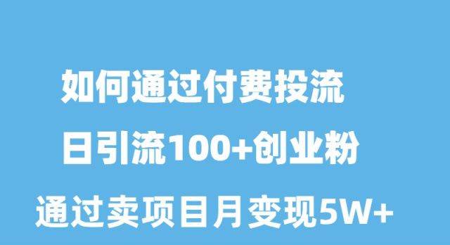 如何通过付费投流日引流100+创业粉月变现5W+-MOY工作室