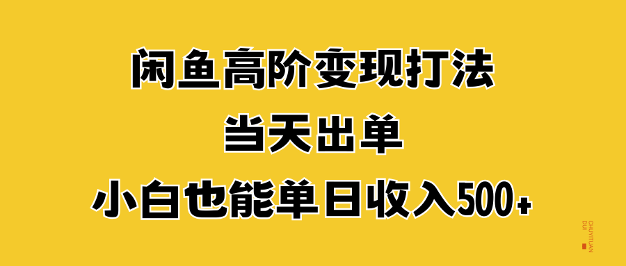 闲鱼高阶变现打法，当天出单，小白也能单日收入500+-MOY工作室