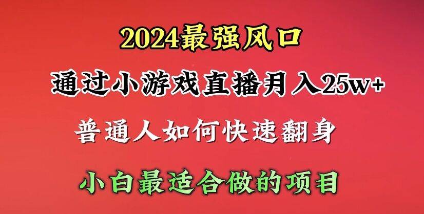 2024年最强风口，通过小游戏直播月入25w+单日收益5000+小白最适合做的项目-MOY工作室