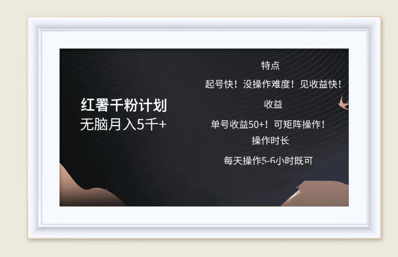 红薯千粉计划无脑月入5千➕！既做既赚！-MOY工作室