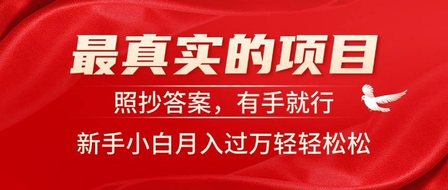 最真实的项目，照抄答案，有手就行，新手小白月入过万轻轻松松-MOY工作室