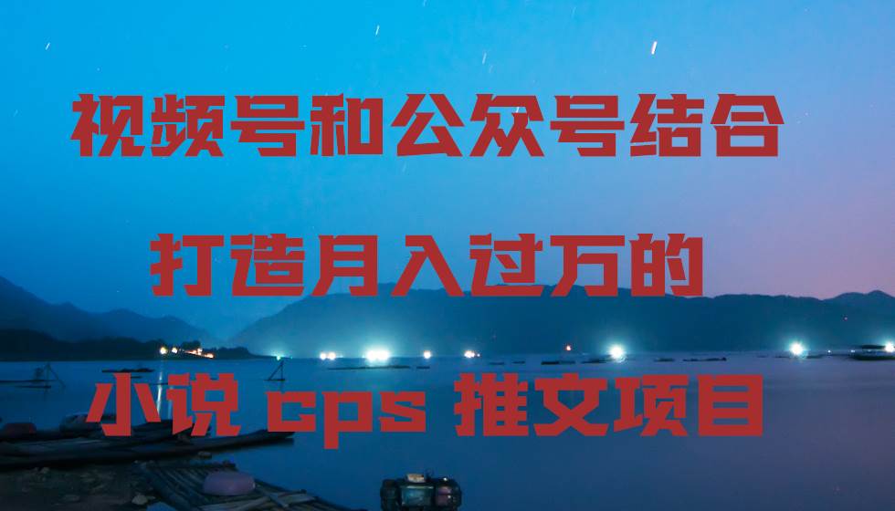 视频号和公众号结合打造月入过万的小说cps推文项目-MOY工作室