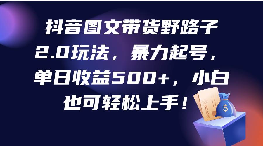 抖音图文带货野路子2.0玩法，暴力起号，单日收益500+，小白也可轻松上手！-MOY工作室