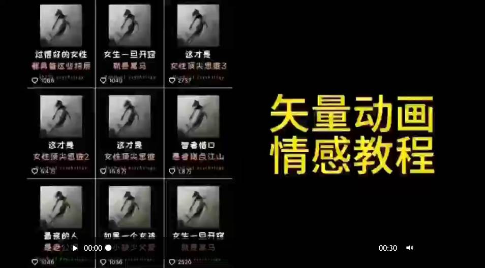 矢量动画情感教程：高点赞涨粉，适合情感、思维、创业教育等赛道-MOY工作室