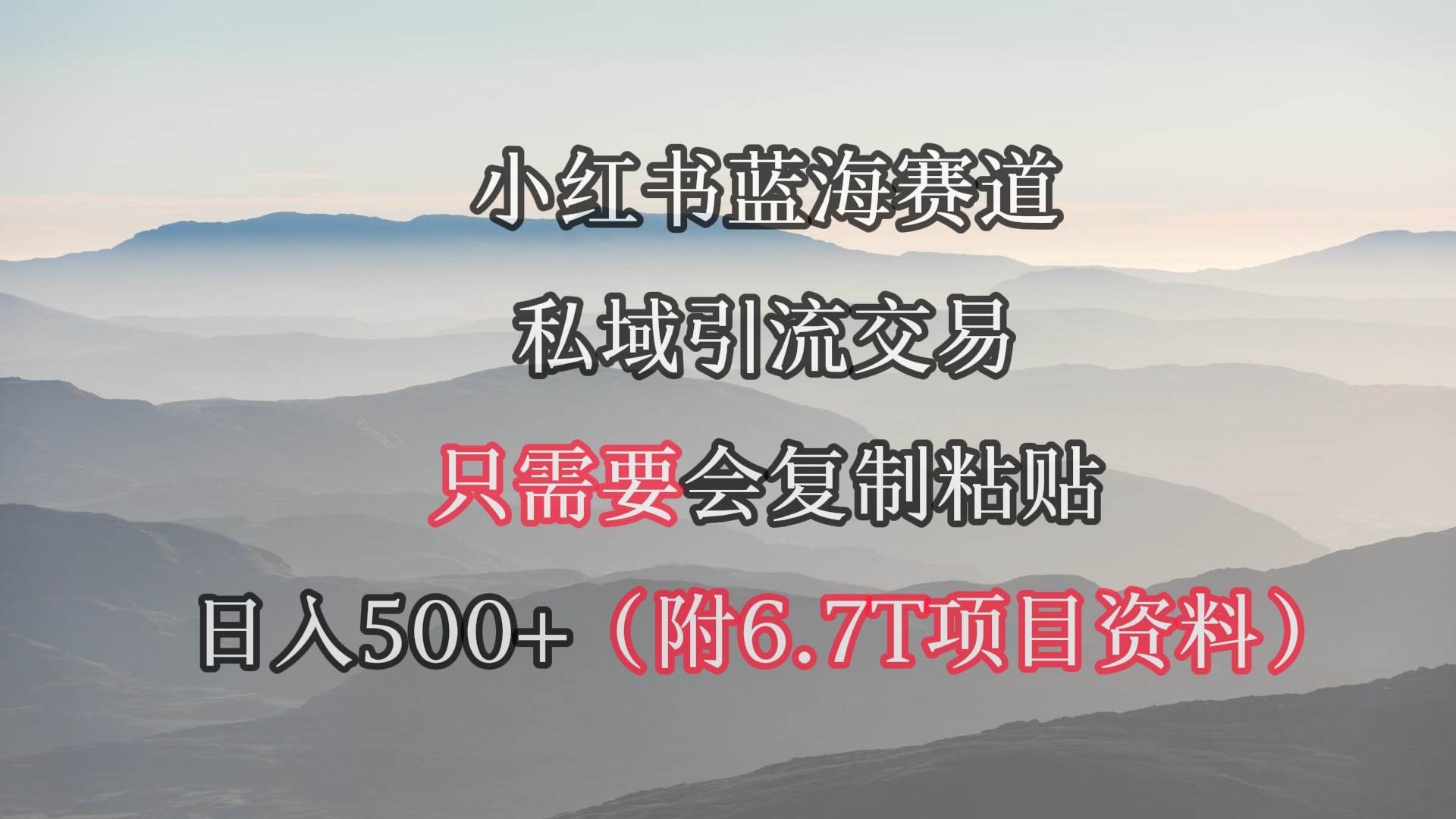 小红书短剧赛道，私域引流交易，会复制粘贴，日入500+（附6.7T短剧资源）-MOY工作室