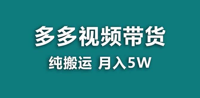 【蓝海项目】拼多多视频带货 纯搬运一个月搞了5w佣金，小白也能操作 送工具-MOY工作室
