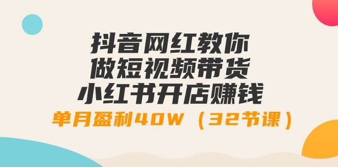 抖音网红教你做短视频带货+小红书开店赚钱，单月盈利40W（32节课）-MOY工作室