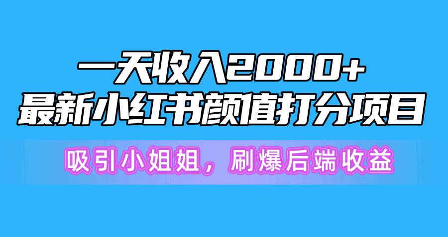 一天收入2000+，最新小红书颜值打分项目，吸引小姐姐，刷爆后端收益-MOY工作室
