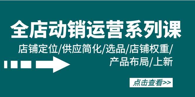 全店·动销运营系列课：店铺定位/供应简化/选品/店铺权重/产品布局/上新-MOY工作室