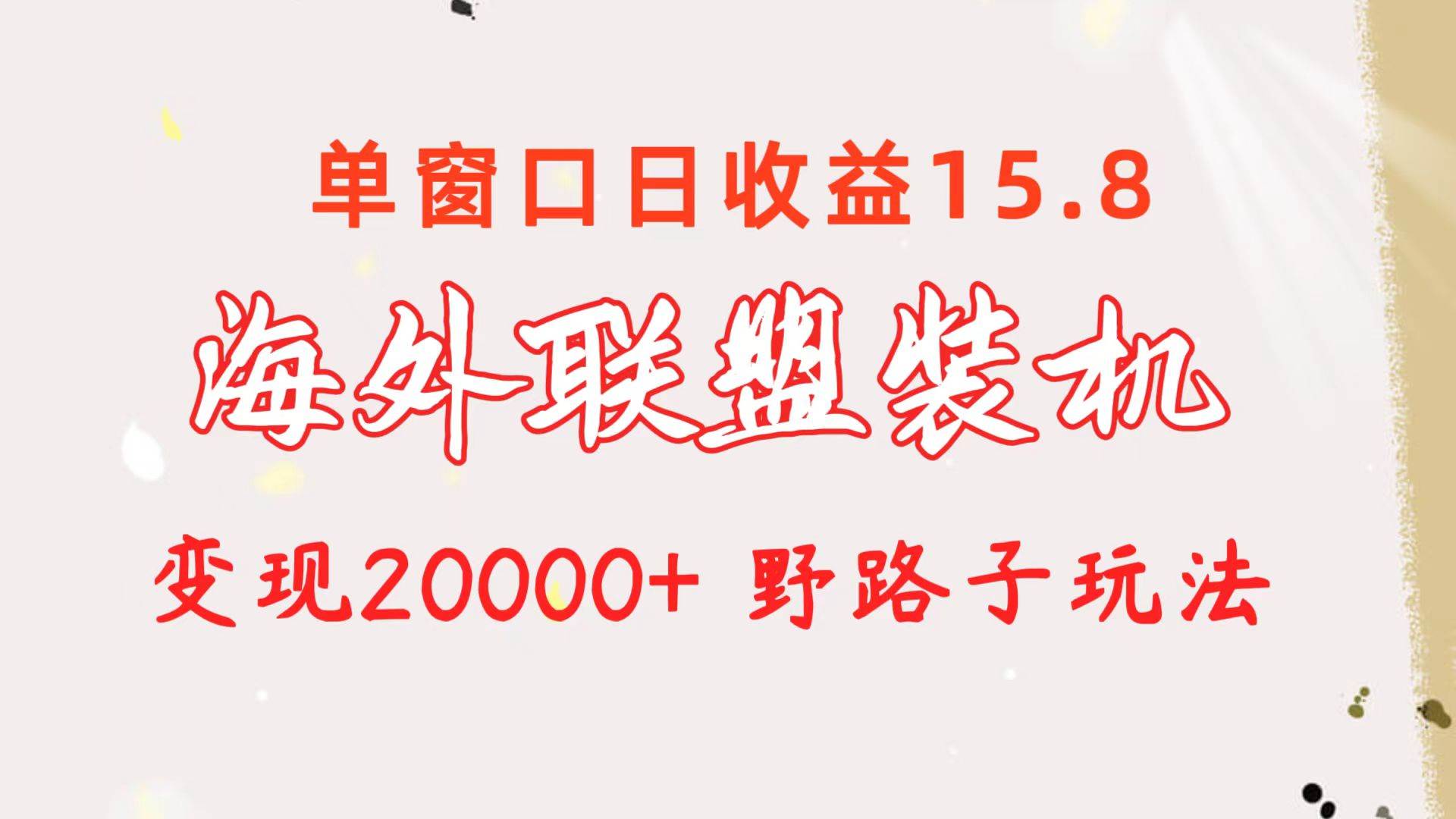 海外联盟装机 单窗口日收益15.8  变现20000+ 野路子玩法-MOY工作室