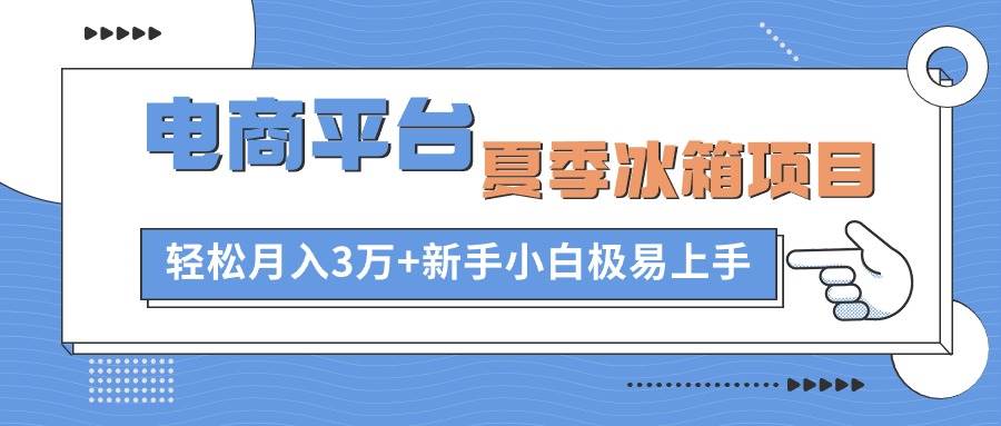 电商平台夏季冰箱项目，轻松月入3万+，新手小白极易上手-MOY工作室