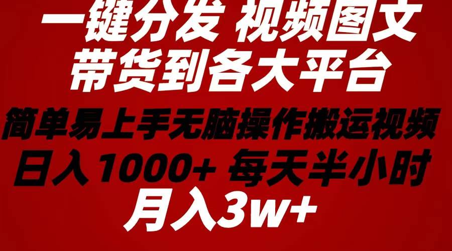 2024年 一键分发带货图文视频  简单易上手 无脑赚收益 每天半小时日入1…-MOY工作室