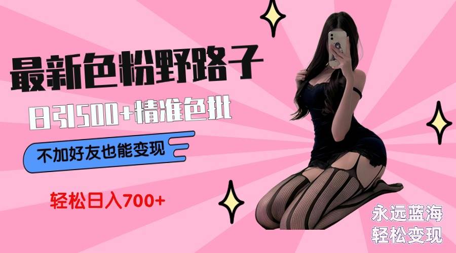 最新色粉变现野路子，日引500+老色批 可不加好友直接变现 小白轻松日入700+-MOY工作室
