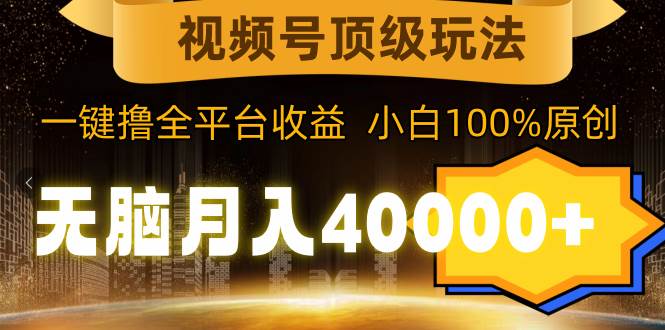 视频号顶级玩法，无脑月入40000+，一键撸全平台收益，纯小白也能100%原创-MOY工作室