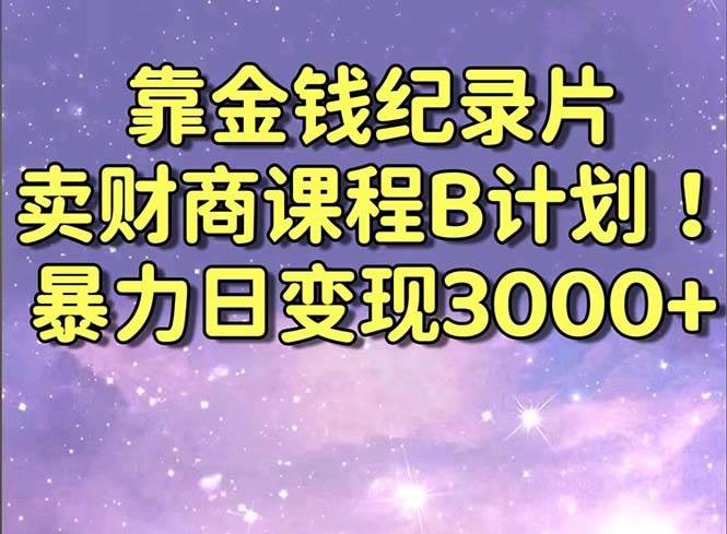 靠金钱纪录片卖财商课程B计划！暴力日变现3000+，喂饭式干货教程！-MOY工作室