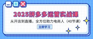 2025拼多多运营实战课，从开店到直播，全方位助力电商人(40节课-MOY工作室