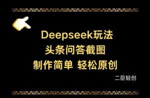 Deepseek头条问答截图，制作简单，轻松原创-MOY工作室