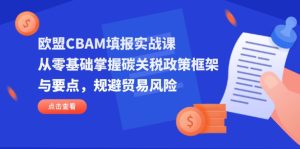 欧盟CBAM填报实战课，从零基础掌握碳关税政策框架与要点，规避贸易风险-MOY工作室