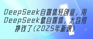 DeepSeek自媒体轻创业，用DeepSeek做自媒体，太容易挣钱了(2025年新课)-MOY工作室